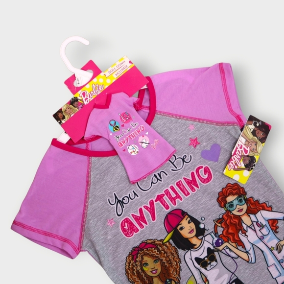 Girls Barbie Night Time Tee Shirt Size 6/6x With Matching Barbie Shirt - Picture 2 of 5